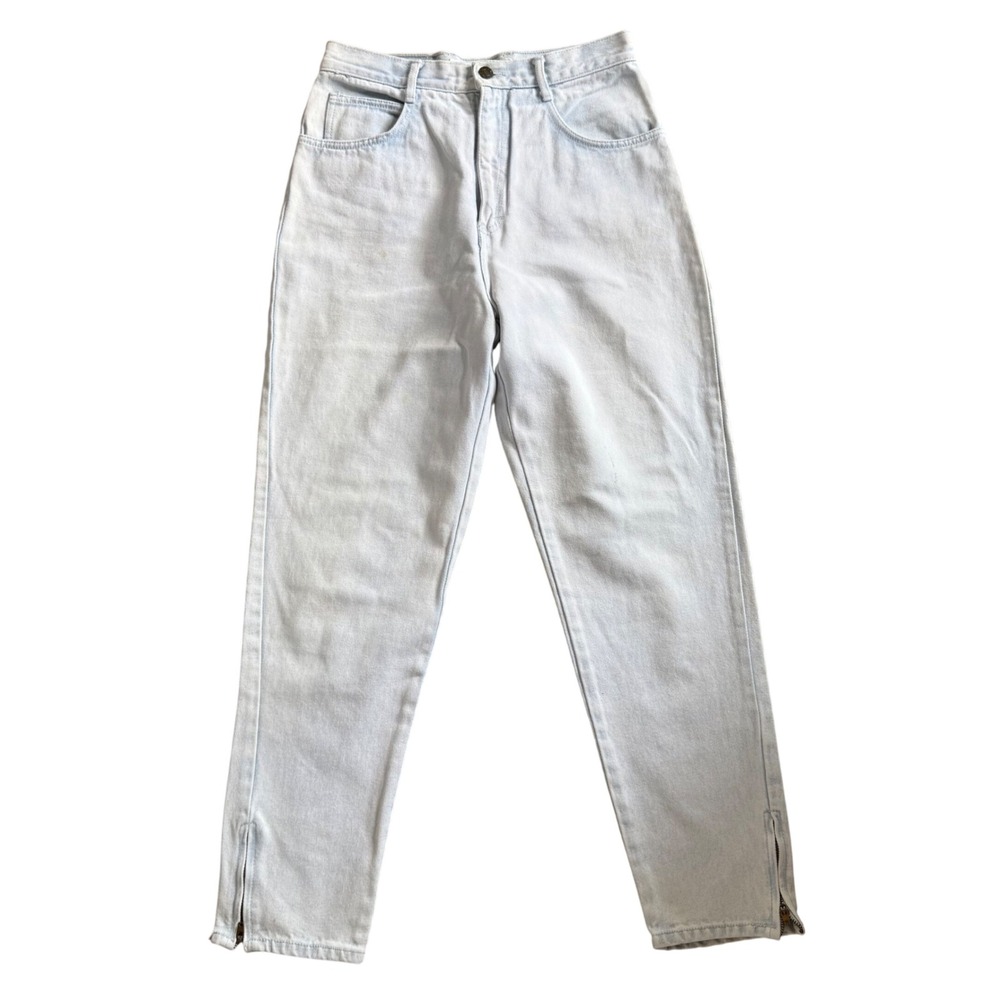 Vintage Anchor Blue Light Wash High Rise‎ Denim Jeans Size 11 Ankle Zip Tapered